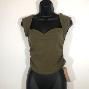 Reformation Lavinia Knit Top Dark Olive Green New With Tags Women’s Size Medium